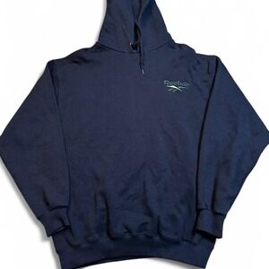 Vintage 90s Reebok navy‎ blue hoodie size small